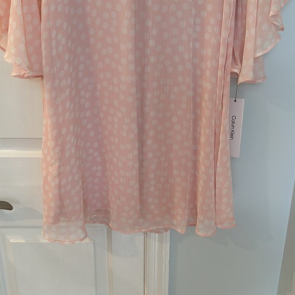 NWT Calvin Klein V-Neck Ruffle Sleeve Trapeze Minidress in Size 4, 6, and 8 - Picture 4 of 16